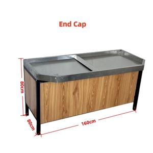 Tavolo Espositivo in Legno a Doppia Faccia con Piano Inclinabile per Verdure da Supermercato - Product Image 3