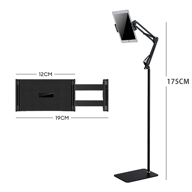 Stable Metal Phone & Tablet Floor Stand 360° Flexible Adjustable Carbon Alloy Steel Cantilever Floor Stand