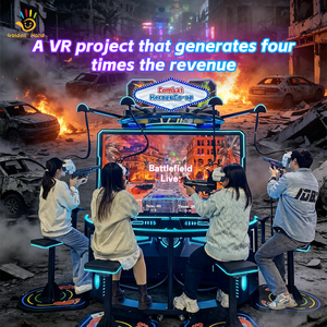 เครื่องเล่นเกม <span class=keywords><strong>VR</strong></span> 4K HD 360 องศา แบบจำลองสถานการณ์ในร่ม โครงสร้างโลหะ สำหรับ 4 ผู้เล่น ใช้ในเชิงพาณิชย์  ประเภทเกมยิงปืน - Product Image 2