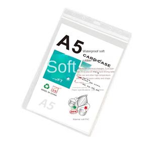 पारदर्शी ए 6 क्षैतिज कार्ड कवर वाटरप्रूफ सॉफ्ट पीसी कार्ड केस सामने की जेब ए 4 लेबल बैग बैज धारक सहायक - Product Image 2