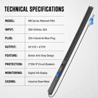 KAILES(KLS) 32A K66 Série MB PDU intelligent à double port 200-240Vac 30 prises C13/C19 Charge maximale 7680W Utilisation industrielle Rack /EN