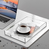 Plateau en acrylique transparent avec bords surélevés, plateau organisateur multi-usages pour coiffeuse, salle de bain, cuisine, comptoir, commode et bureau
