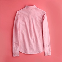 Camisas Oxford de Algodón de Manga Larga para Mujer, Cuello de Solapa, Bolsillos, Color Sólido, Blusa con Botones, Tops Holgados, Camisa Básica