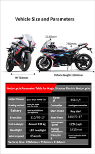 มอเตอร์ไซค์ EU High Speed 3000W 72V สำหรับผู้ใหญ่ รุ่นสปอร์ตไบค์ พร้อมมอเตอร์ QS ความเร็ว 85 กม./ชม. สำหรับการแข่งขัน - Product Image 6