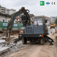 Camion benne sur roues de 6 tonnes avec bras d'excavatrice, benne hydraulique sur roues pour la construction