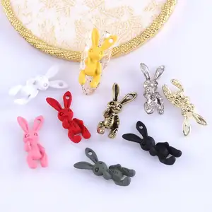 Luxury Nail Art Charm Alloy Rhinestone Nail Drill Metal Animal Colorful Rabbit Delicate Nail Sticker Decoration Finger Jewelry