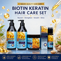 Set Perawatan Rambut Profesional Biotin Keratin 4 in 1: Shampoo, Kondisioner, Masker Rambut, dan Minyak Esensial