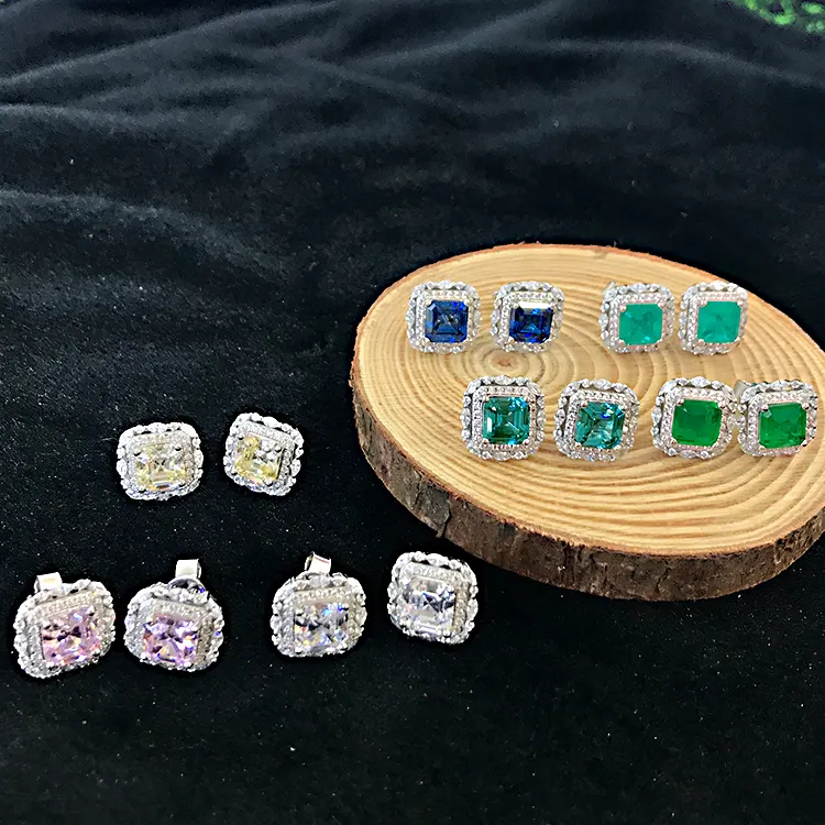 الروديوم مطلي بيان أقراط النساء فضة جوهرة أقراط غرامة paraiba أقراط بفص