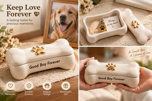 Kotak Kenangan Kremasi Hewan Peliharaan Berbentuk Tulang dari Resin untuk Penyimpanan Bulu Anjing dan Kucing - Product Image 6