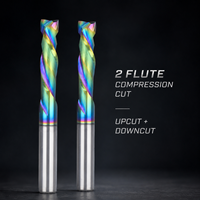 Viextro Fraise à une dent en carbure de tungstène DLC Rainbow HRC55 pour fraisage en montée 3.175mm pour le travail du bois, la découpe et la gravure CNC OEM/ODM