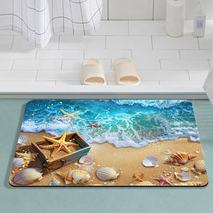 Tapis de bain Ocean Wave en fibre de polyester, rectangulaire, absorbant, séchage rapide, style nordique, tapis de salle de bain Seaside Diary - Product Image 2