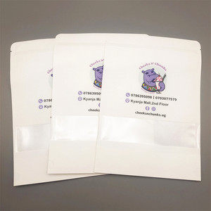 <b>Stand</b> up White Kraft Paper Reclosable Ziplock Plain Heat Sealable Food Packaging Doypack Pouches Bags With transparent Window - Product Image 4