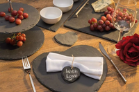 Assiettes en ardoise noire en forme de cœur, taille personnalisée 25x25cm, en pierre naturelle, écologiques, design spécial