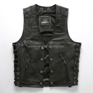 Gilet in vera pelle da motociclista quattro stagioni cappotto da esterno con catena in acciaio con giacche senza maniche da <span class=keywords><strong>uomo</strong></span> - Product Image 1