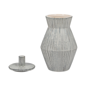 Vaso in ceramica con coperchio e design testurizzato per decorazioni per la casa e l'arredamento degli ambienti - Product Image 2