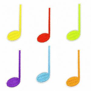 Patchs brodés 3D multicolores en forme de notes de musique, thermocollants, pour épingles à cheveux, vente en gros - Product Image 1
