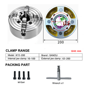 200Mm Máy Tiện Chuck Sanou Thương Hiệu 4 Hàm Độc Lập Chuck K72-200 Hướng Dẫn Sử Dụng Loại Cho Băng Ghế Dự Bị Máy Tiện - Product Image 2
