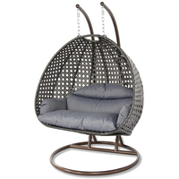Fauteuil suspendu en rotin double place pour jardin, chaises de patio en osier, nettoyage facile, fauteuil suspendu avec support