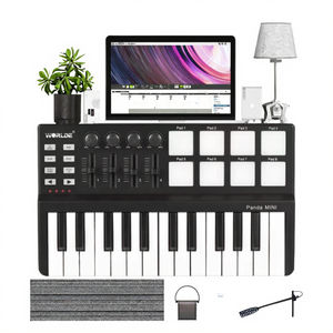 Teclado Electrónico <span class=keywords><strong>MIDI</strong></span> USB <span class=keywords><strong>Mini</strong></span> de 25 Teclas World <span class=keywords><strong>Panda</strong></span>, <span class=keywords><strong>Controlador</strong></span> de Piano Digital Portátil para Estudio Musical, Aleación de Aluminio y Plástico - Product Image 2