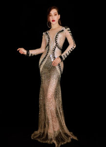 Brillante Strass Vedere Attraverso Le Donne del Vestito <span class=keywords><strong>Trasparente</strong></span> Festa di Compleanno di <span class=keywords><strong>Sera</strong></span> di Promenade Celebrate abiti Vestito - Product Image 2