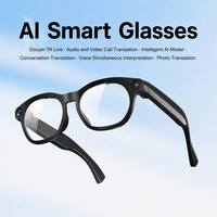 Lunettes Intelligentes IA de Fabrication Industrielle avec Caméra 800W, Traduction en Temps Réel, Assistant Vocal IA, Batterie 290mAh, 7H d'Autonomie Musicale et Streaming en Direct pour Voyages et Affaires