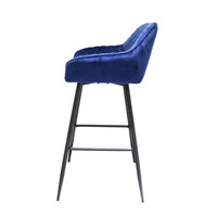 Tabourets de bar en velours métallique moderne de luxe avec dossier