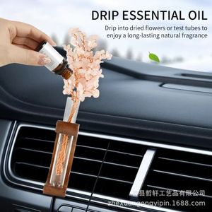 Vase pour aérateur de voiture, support de fleurs hydroponiques en bois pour la décoration intérieure de voiture - Product Image 3