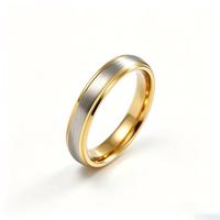 Vente en gros d'anneaux de couple en acier inoxydable plaqué or 18 carats mat, anneaux de mariage et de fiançailles pour amoureux, accessoires de bijoux