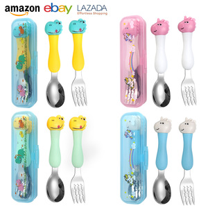 Juego de Cubiertos Portátiles de Acero Inoxidable 304 para Niños, Cuchara y Tenedor con Diseño de Dibujos Animados - Product Image 6