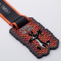 Médaille en métal en alliage de zinc avec logo personnalisé en forme 3D, émail souple, récompense pour la coupe de football, événement sportif, avec ruban coloré