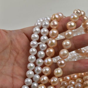 Collier de perles Edison 9-10MM Perle d'eau douce naturelle Lumière forte Semi-fini Accessoire de bijoux DIY - Product Image 4