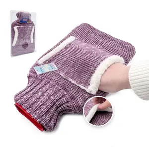 New Design Knitted Cover Rubber Hot Water Bottle 2L Hot Water Bag Warm Water Bag With Hand Pocket
