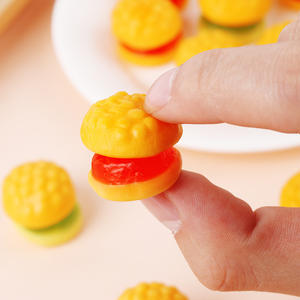 Toptan Özel Karışık Meyve Aromalı Jöle Vitaminleri Sakızlı Şekerler Tatlı ve Ekşi Helal Sertifikalı Mini Burger Şeklinde Sakızlar - Product Image 5