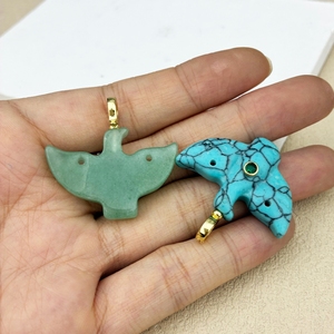 Dernier design, bijoux de haute qualité, <span class=keywords><strong>pendentif</strong></span> colombe en turquoise bleue, pierre naturelle sculptée, cristal de jade, colombe de la paix, zircon - Product Image 2