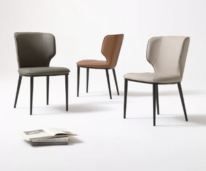 Chaise de salle à manger moderne en cuir avec pieds en métal, non pliable, pour la maison, les restaurants et les entreprises - Product Image 2
