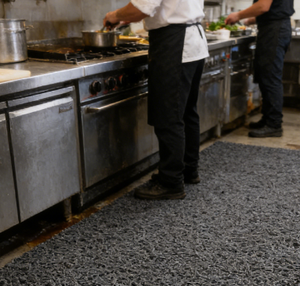 Servicio de Corte Personalizado de Alfombrillas de PVC para Posiciones de Pie de Empleados en Líneas de Preparación de Vegetales en Cocinas Centrales Comerciales - Product Image 2