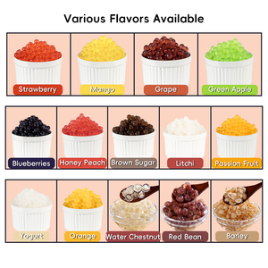 Venta al por mayor 1,2Kg té de burbujas ingredientes té de la leche perlas estallido Boba fresa sabor fruta jugos bola instantánea Popping Boba - Product Image 6