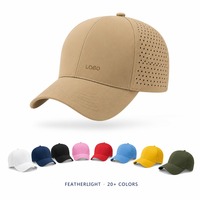 Casquette OEM découpée au laser perforée, 6 panneaux, visière incurvée, en coton respirant, style Dad Hat, logo personnalisé, vente en gros