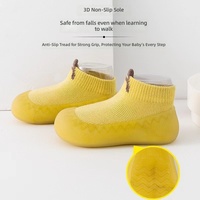 Chaussons-chaussettes antidérapants pour bébé, semelle souple en caoutchouc, premiers pas, tricotés et respirants, pour garçons et filles