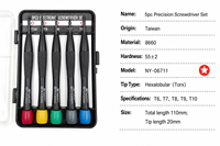 Set Obeng Mini Presisi Phillips Slotted Torx T6-T10 untuk Perbaikan Jam Tangan, Ponsel, Kacamata, Baja Cr-Mo