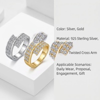 Bague en argent sterling S925, style japonais, tendance pour meilleures amies, bague ouverte géométrique à double couche et lignes entrecroisées