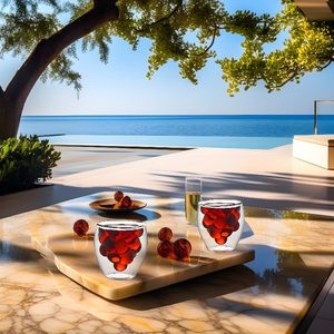 2024 nouveau Design 250ml créatif fruits fraise raisin forme haute Borosilicate Double paroi tasses en verre pour thé jus lait eau - Product Image 5