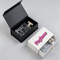 Boîte cadeau cosmétique en papier noir mat de luxe avec logo personnalisé, flacon magnétique à tiroir 30ML 50ML 100ML, emballage parfum.