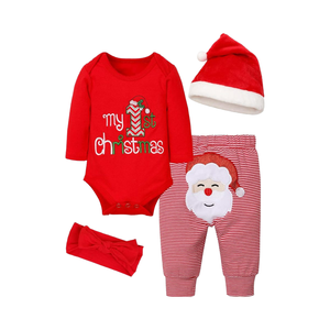 Ensemble de 4 pièces pour bébé fille et garçon, <span class=keywords><strong>tenue</strong></span> de Noël, <span class=keywords><strong>mon</strong></span> premier Noël, bébé, nouvel an, fabriqué en Chine - Product Image 1