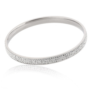 Pulsera de Cristal de 6MM con Microincrustaciones Blancas Redondas, Unisex, para Uso Diario, de Acero Inoxidable y Titanio - Product Image 1