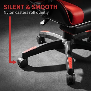 <span class=keywords><strong>Chaise</strong></span> de jeu ergonomique en cuir PU avec LED RGB, inclinable, massage, pivotement à 360 degrés, vérin à gaz à 2 positions - Noir <span class=keywords><strong>Rouge</strong></span> - Product Image 2