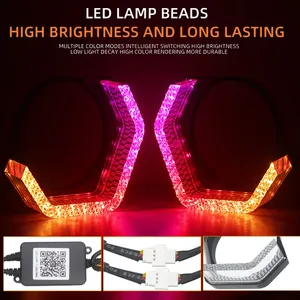 ไฟวงแหวน LED สำหรับรถยนต์ขนาด 2.5 3 นิ้ว แบบ Angel Eyes  สร้างบรรยากาศ RGB ควบคุมผ่านแอพ 5D  ไฟ DRL สำหรับวิ่งกลางวัน  ไฟเลี้ยว  12V - Product Image 4