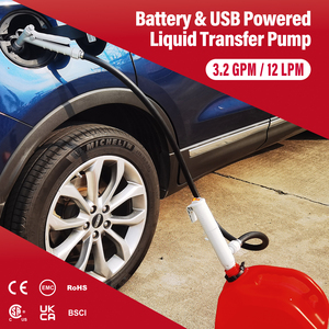 Pompe de transfert de carburant 3,2 GPM alimentée par batterie avec USB et tuyau de décharge en caoutchouc, pompe de transfert d'essence portable à main - Product Image 3
