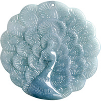 Jadéite Naturelle Bleu Eau Paon Bonne Chance et Paix Jade Pendentif UNISEXE Design Original Style Chinois DW07