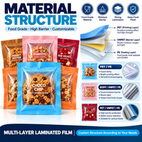 Sacs d'emballage pour biscuits personnalisés, mats, givrés, avec fermeture éclair, sachets plats pour biscuits et en-cas, refermables, de qualité alimentaire, sans BPA, en plastique PET, OEM